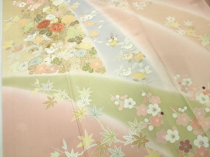 平和屋本店■極上　創業460年・千總　訪問着　駒刺繍　吉祥花文　暈し染め　一斤染色地　金彩　逸品　DZAA6230kh5