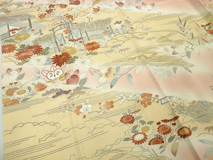 平和屋本店■極上　創業460年・千總　訪問着　駒刺繍　風景吉祥花文　虹色地　暈し染め　金彩　伊勢丹扱い　逸品　DZAA6232kh5