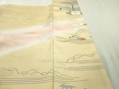 平和屋本店■極上　創業460年・千總　訪問着　駒刺繍　風景吉祥花文　虹色地　暈し染め　金彩　伊勢丹扱い　逸品　DZAA6232kh5