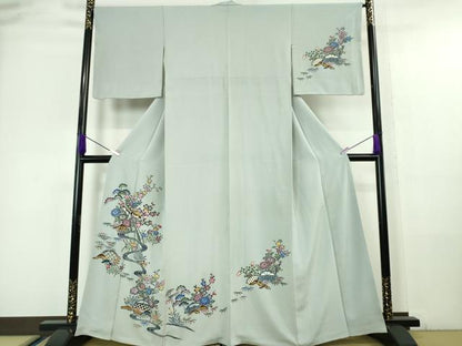 平和屋本店■極上　訪問着　本場琉球紅型　風景花文　秘色色地　高島屋扱い　逸品　DZAA6233kh5
