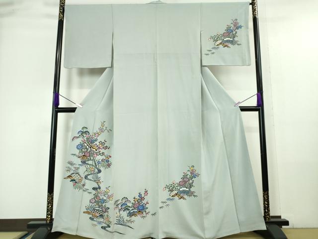 平和屋本店■極上　訪問着　本場琉球紅型　風景花文　秘色色地　高島屋扱い　逸品　DZAA6233kh5