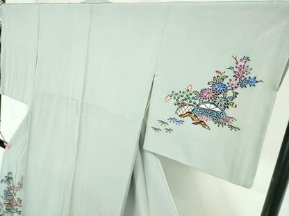 平和屋本店■極上　訪問着　本場琉球紅型　風景花文　秘色色地　高島屋扱い　逸品　DZAA6233kh5