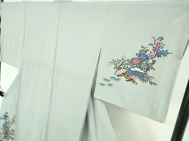 平和屋本店■極上　訪問着　本場琉球紅型　風景花文　秘色色地　高島屋扱い　逸品　DZAA6233kh5