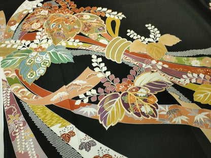 平和屋本店●極上　創業460年・千總　黒留袖　駒刺繍　束ね熨斗桐花文　金彩　逸品　DZAA6234kh5