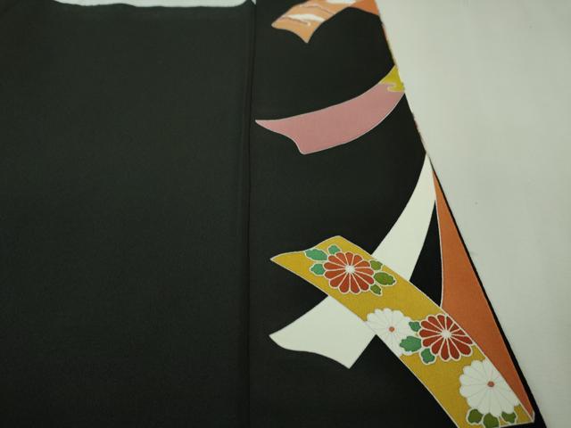 平和屋本店●極上　創業460年・千總　黒留袖　駒刺繍　束ね熨斗桐花文　金彩　逸品　DZAA6234kh5