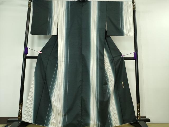 平和屋本店■極上　石川県指定無形文化財　牛首紬　白山工房　手織り　間道　百入茶色地　逸品　DZAA6236kh5
