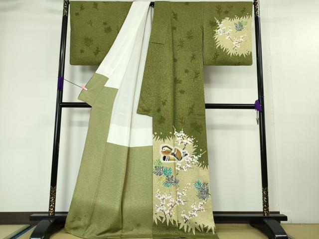 平和屋本店■極上　人間国宝　羽田登喜男　TOKIOetTOKI　訪問着　鴛鴦梅松文　たたき染め　逸品　DZAA6247kh5