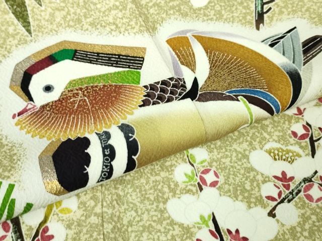 平和屋本店■極上　人間国宝　羽田登喜男　TOKIOetTOKI　訪問着　鴛鴦梅松文　たたき染め　逸品　DZAA6247kh5