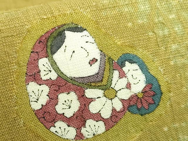 平和屋本店○極上 十日町 名門青柳謹製 奇翠工房 赤城紬 草木染 太鼓