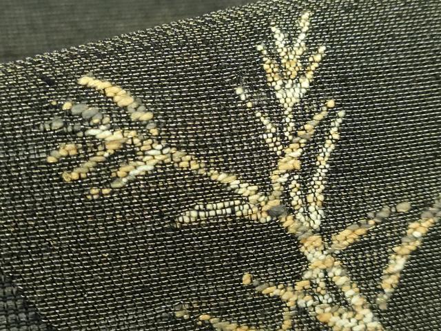 平和屋本店■極上　夏物　九寸開き名古屋帯　刺繍　兎　お月見　黒地　金糸　逸品　DZAA6268kh5