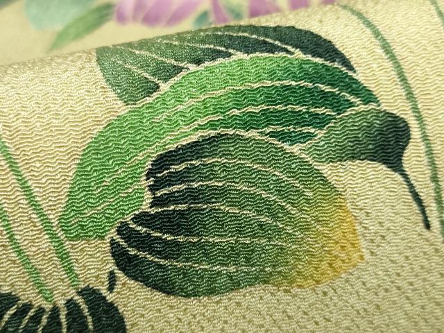 平和屋本店●極上 九寸名古屋帯 竜胆 薄い桑染色地 鬼しぼ縮緬 逸品 DZAA6276kh5