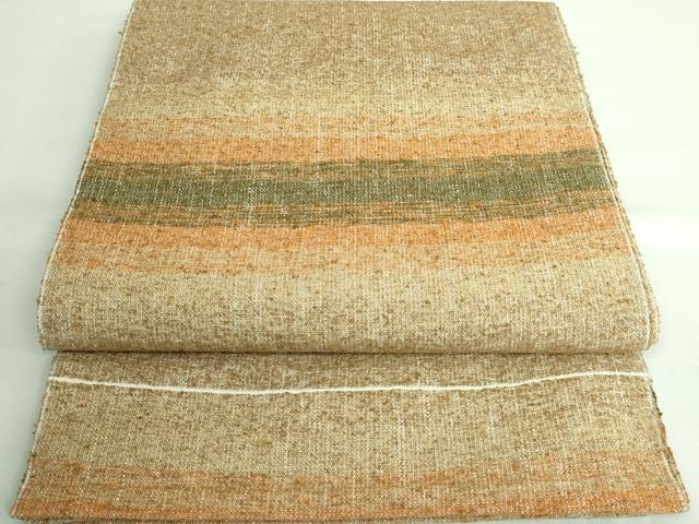 平和屋本店●極上 出羽の織座 八寸名古屋帯 ぜんまい織 横段文 逸品 DZAA6298kh5