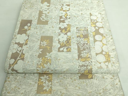 平和屋本店●極上 織洛浅野 六通柄袋帯 短冊花文 金銀糸 逸品 DZAA6308kh5