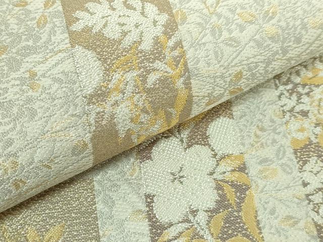 平和屋本店●極上 織洛浅野 六通柄袋帯 短冊花文 金銀糸 逸品 DZAA6308kh5
