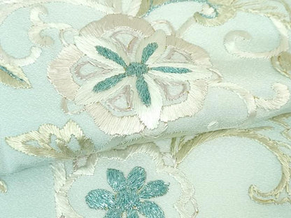 平和屋本店■極上　中国三大刺繍　相良刺繍　総手刺繍　訪問着　花唐草文　白藍色地　暈し染め　銀糸　ロング丈　逸品　DZAA6335kh5