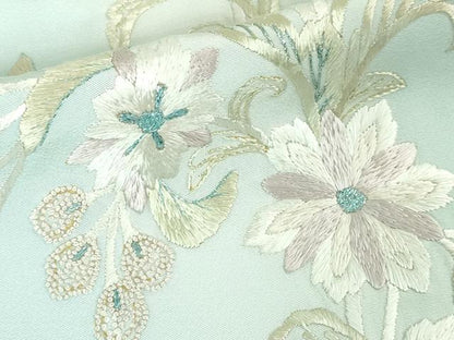 平和屋本店■極上　中国三大刺繍　相良刺繍　総手刺繍　訪問着　花唐草文　白藍色地　暈し染め　銀糸　ロング丈　逸品　DZAA6335kh5