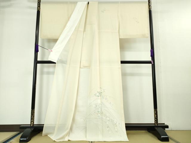 平和屋本店＊極上 夏物 訪問着 変わり絽 枝花 短冊 鳥の子色地 暈し染め 逸品 DZAA6336kh5