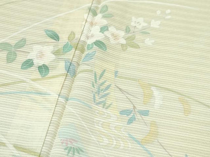 平和屋本店＊極上 夏物 訪問着 変わり絽 枝花 短冊 鳥の子色地 暈し染め 逸品 DZAA6336kh5