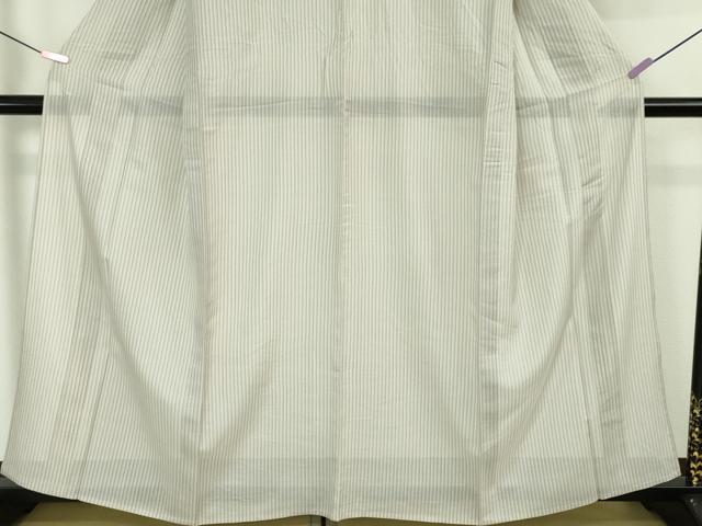 平和屋本店＊極上　夏物　駒上布　夏柿渋　縞　柿渋工房　粋渋庵　桜鼠色地　高島屋扱い　証紙付き　逸品　DZAA6337kh5