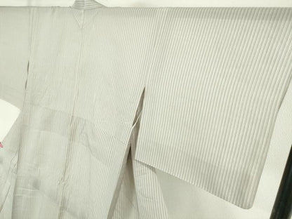 平和屋本店＊極上　夏物　駒上布　夏柿渋　縞　柿渋工房　粋渋庵　桜鼠色地　高島屋扱い　証紙付き　逸品　DZAA6337kh5