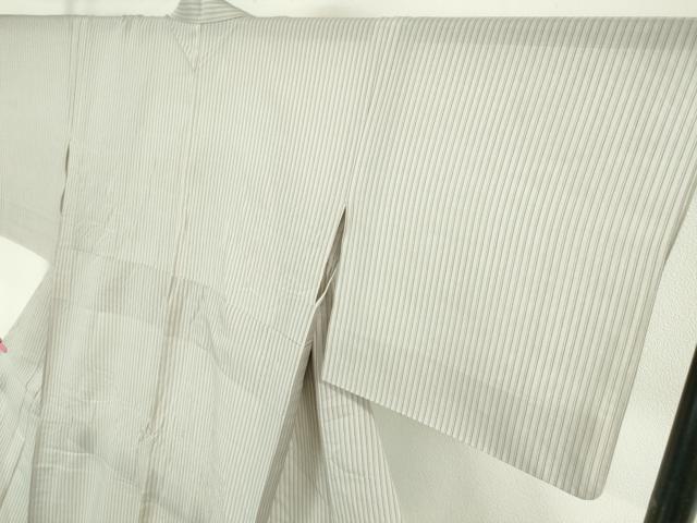 平和屋本店＊極上　夏物　駒上布　夏柿渋　縞　柿渋工房　粋渋庵　桜鼠色地　高島屋扱い　証紙付き　逸品　DZAA6337kh5