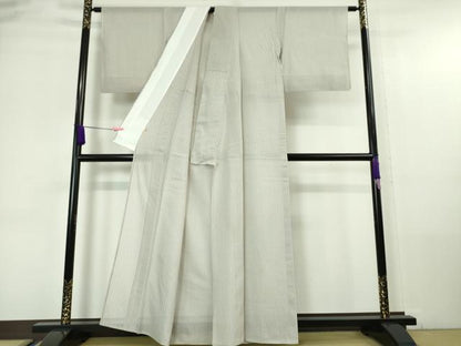 平和屋本店＊極上　夏物　駒上布　夏柿渋　縞　柿渋工房　粋渋庵　桜鼠色地　高島屋扱い　証紙付き　逸品　DZAA6337kh5