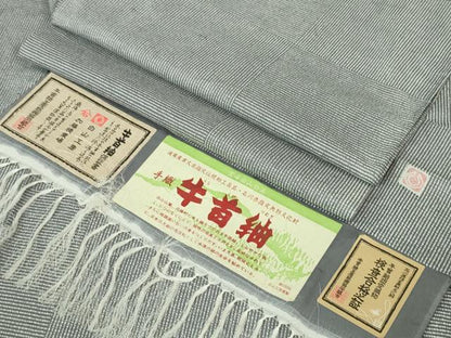 平和屋本店＊極上 夏物 石川県指定無形文化財 夏牛首紬 白山工房 手織り 証紙付き 逸品 DZAA6338kh5