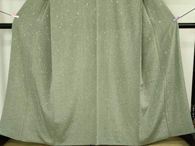 平和屋本店●極上 洗える最高級着物 ＜英＞はなぶさ謹製 小紋 刺繍 丸文 青白橡色地 逸品 DZAA6343kh5