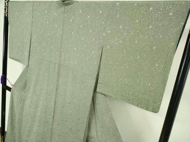 平和屋本店●極上 洗える最高級着物 ＜英＞はなぶさ謹製 小紋 刺繍 丸文 青白橡色地 逸品 DZAA6343kh5