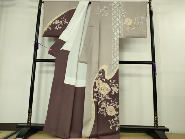 平和屋本店■極上　訪問着　帝王紫　駒刺繍　双鳥正倉院花文　金糸　逸品　DZAA6349kh5