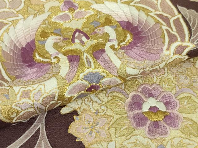 平和屋本店■極上　訪問着　帝王紫　駒刺繍　双鳥正倉院花文　金糸　逸品　DZAA6349kh5
