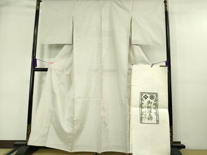 平和屋本店▽極上 本場大島紬 白大島 単衣 一元絣 小大丸扱い たとう紙付き 逸品 DZAA6350kh5