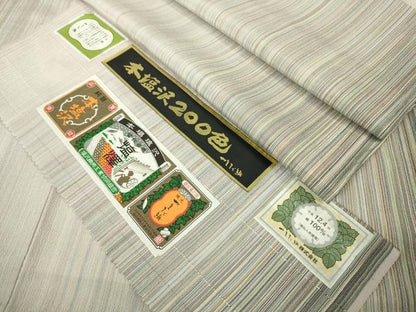 平和屋本店■極上　本塩沢　やまだ織　200色　単衣　原沢キヨ作　証紙付き　逸品　未使用　DZAA6359kh5
