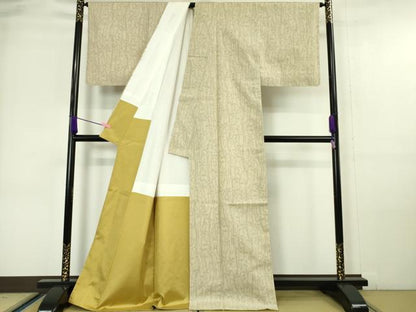 平和屋本店●極上 結城紬 80亀甲 笹竹文 逸品 未使用 DZAA6369kh5