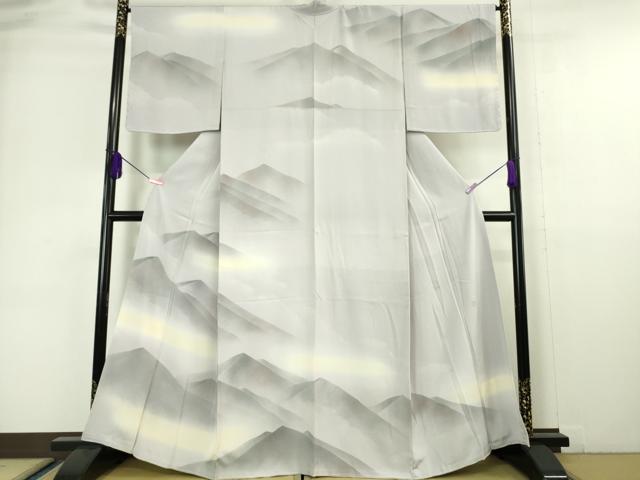 平和屋本店■極上　本加賀友禅作家　鶴見晋史　訪問着・長襦袢　山風景　白藤色地　暈し染め　証紙付き　逸品　未使用　DZAA6371kh5