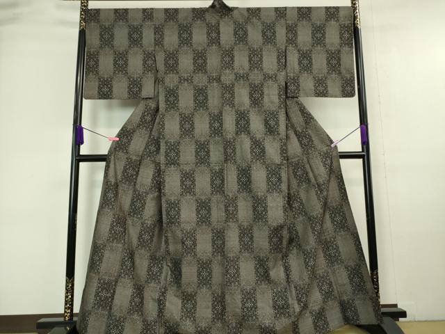 平和屋本店▽極上 本場大島紬 単衣 9マルキ 七宝市松文 逸品 DZAA6378kh5