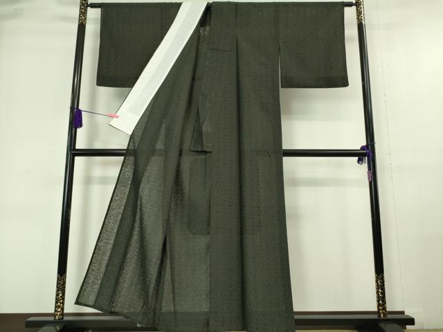 平和屋本店■極上　夏物　お召　レース　縫取り　花繋ぎ　色無地　蝉色地　逸品　DZAA6383kh5