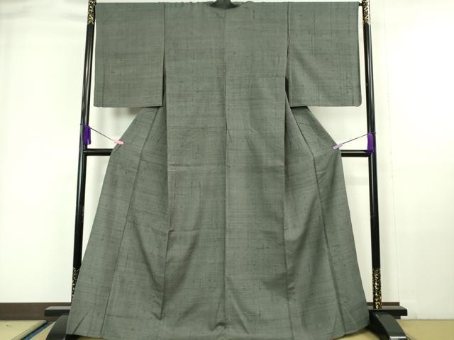 平和屋本店▽極上 紬 単衣 横縞 藍墨茶色地 逸品 DZAA6387kh5