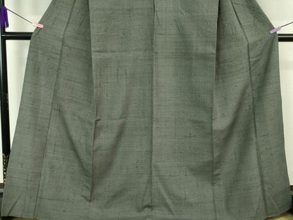 平和屋本店▽極上 紬 単衣 横縞 藍墨茶色地 逸品 DZAA6387kh5