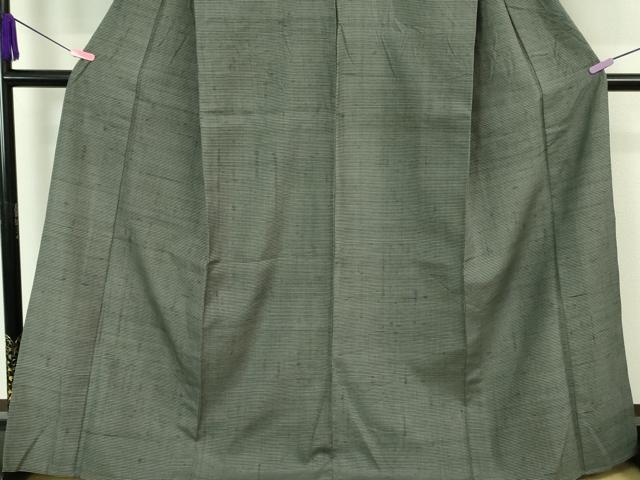 平和屋本店▽極上 紬 単衣 横縞 藍墨茶色地 逸品 DZAA6387kh5