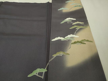 平和屋本店■極上　京友禅の人間国宝　上野為二　訪問着　駒刺繍　松　紫苑色地　暈し染め　逸品　DZAA6390kh5