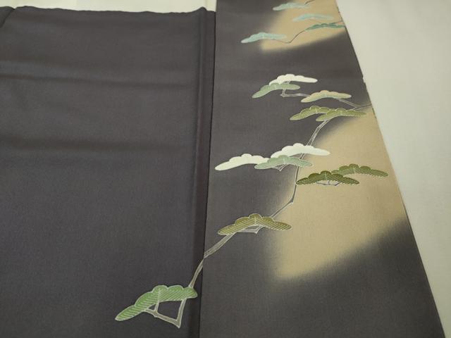 平和屋本店■極上　京友禅の人間国宝　上野為二　訪問着　駒刺繍　松　紫苑色地　暈し染め　逸品　DZAA6390kh5