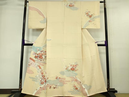 平和屋本店■極上　創業460年・千總　訪問着　吉祥花文　鳥の子色地　金彩　高島屋扱い　逸品　DZAA6391kh5