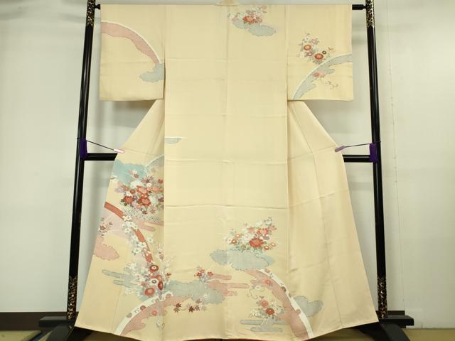 平和屋本店■極上　創業460年・千總　訪問着　吉祥花文　鳥の子色地　金彩　高島屋扱い　逸品　DZAA6391kh5