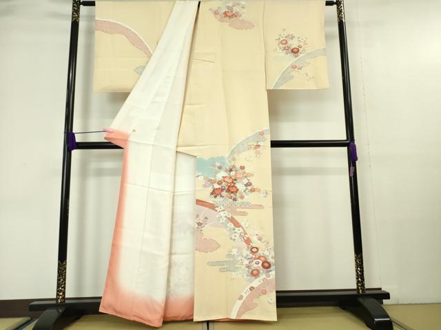 平和屋本店■極上　創業460年・千總　訪問着　吉祥花文　鳥の子色地　金彩　高島屋扱い　逸品　DZAA6391kh5
