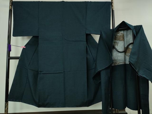平和屋本店●極上 男性 紬 アンサンブル 色無地 褐返色 逸品 未使用 DZAA6393kh5