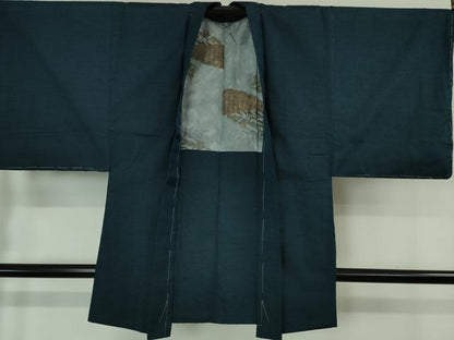 平和屋本店●極上 男性 紬 アンサンブル 色無地 褐返色 逸品 未使用 DZAA6393kh5