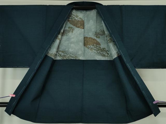 平和屋本店●極上 男性 紬 アンサンブル 色無地 褐返色 逸品 未使用 DZAA6393kh5