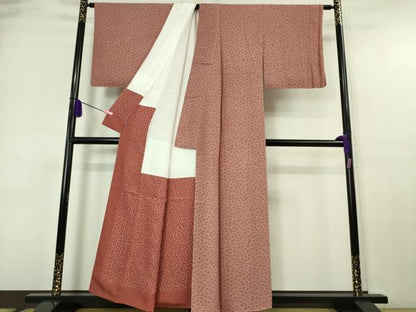 平和屋本店●極上 江戸小紋 保科土山 うまくいく 赤退色地 反端付き 逸品 未使用 DZAA6435kh5