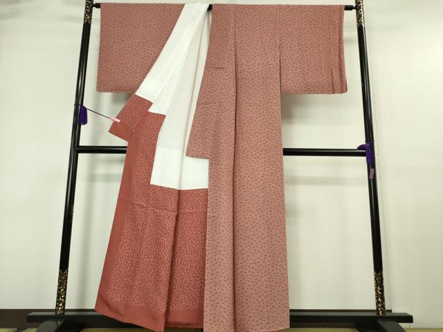 平和屋本店●極上 江戸小紋 保科土山 うまくいく 赤退色地 反端付き 逸品 未使用 DZAA6435kh5